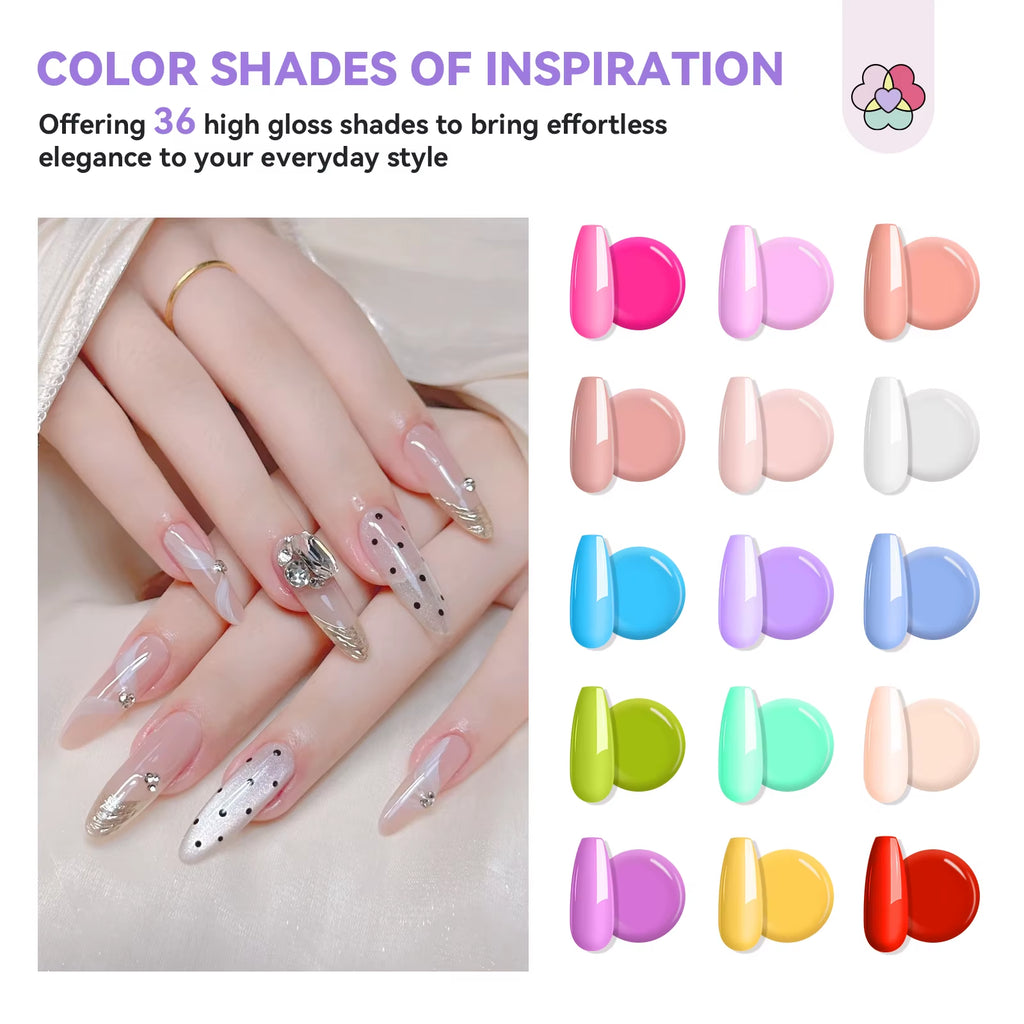 36-Color Poly Gel Nail Extension Kit with UV/LED Lamp