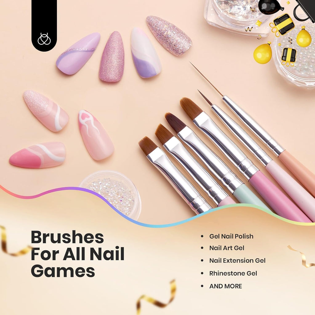 6-Piece Nail Art & Detail Brush Set