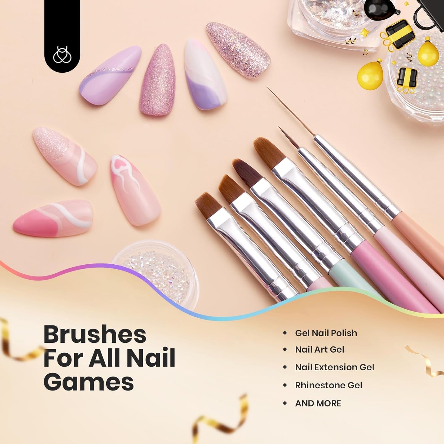 6-Piece Nail Art & Detail Brush Set