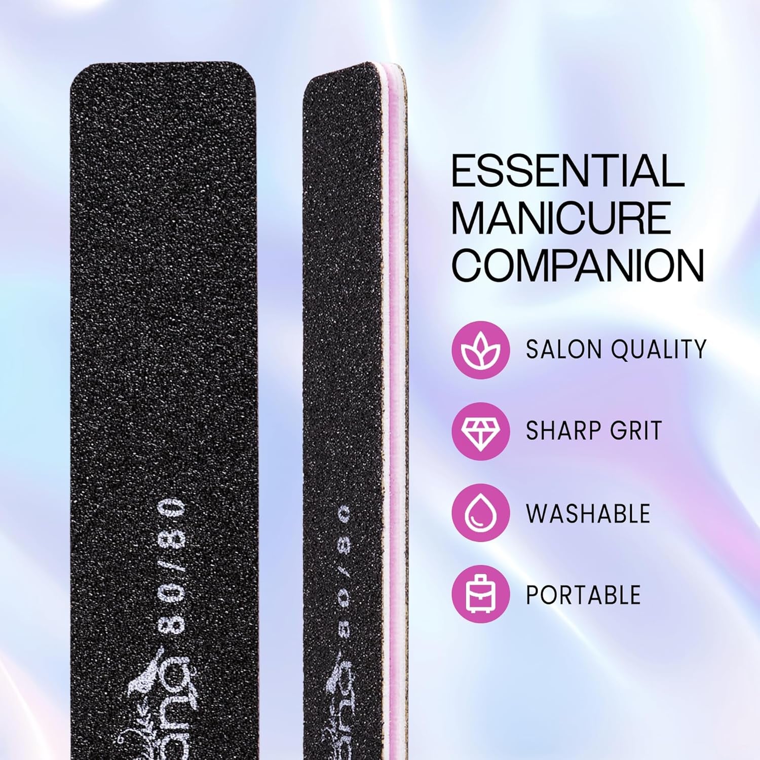 10Pcs - Double-Sided Nail File  (Grit 80/80)