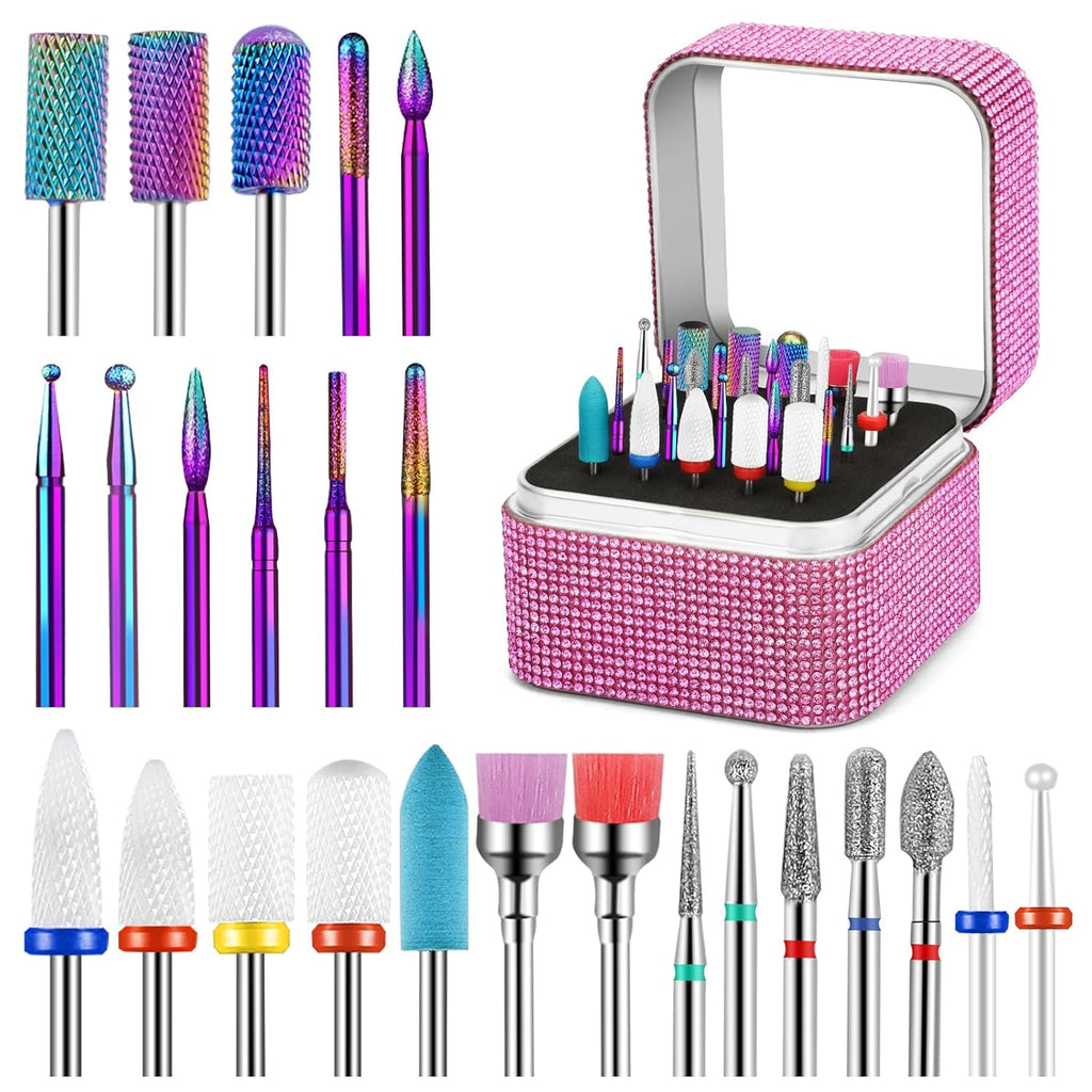 25-Piece Nail Drill Bit Set with Storage Box