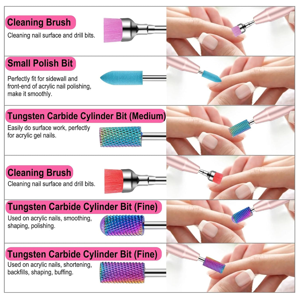 25-Piece Nail Drill Bit Set with Storage Box