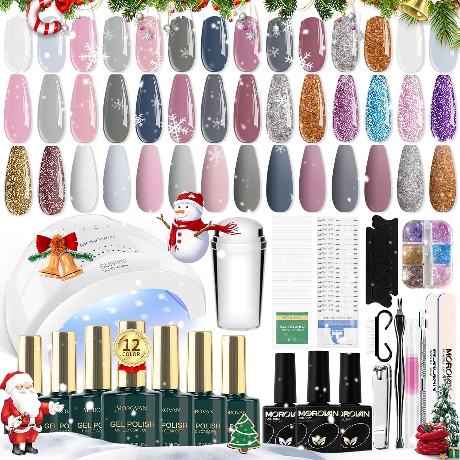 12-Color Gel Nail Polish Kit with UV/LED Lamp