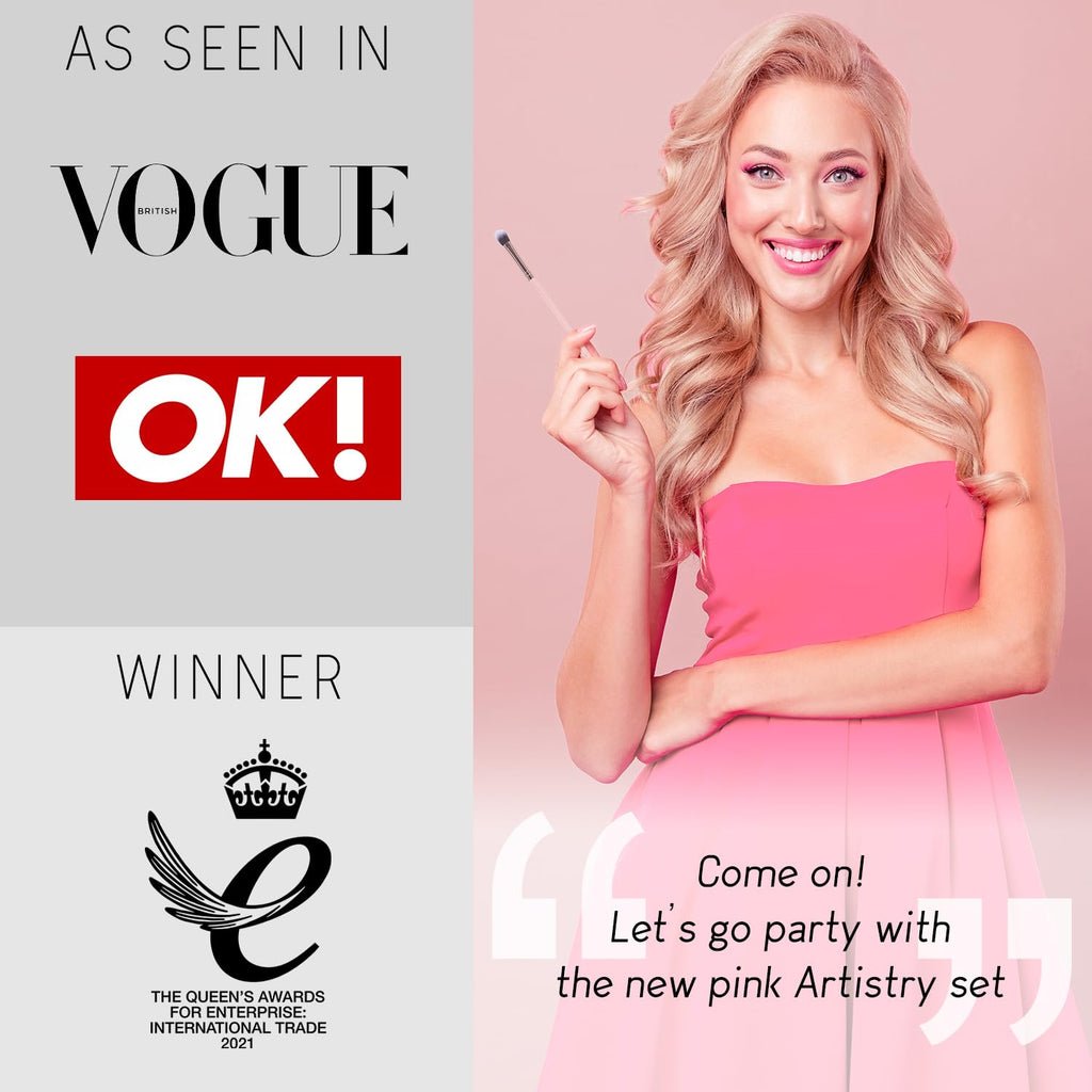 15-Piece Pink Makeup Brush Set with Case & Sponge