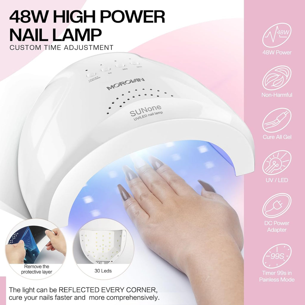 12-Color Gel Nail Polish Kit with UV/LED Lamp