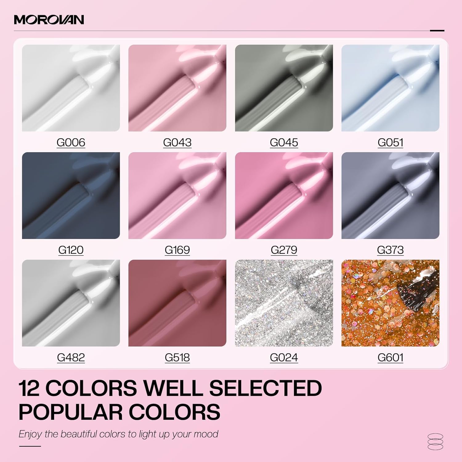 12-Color Gel Nail Polish Kit with UV/LED Lamp