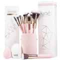 15-Piece Pink Makeup Brush Set with Case & Sponge