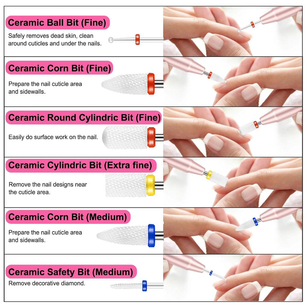 25-Piece Nail Drill Bit Set with Storage Box