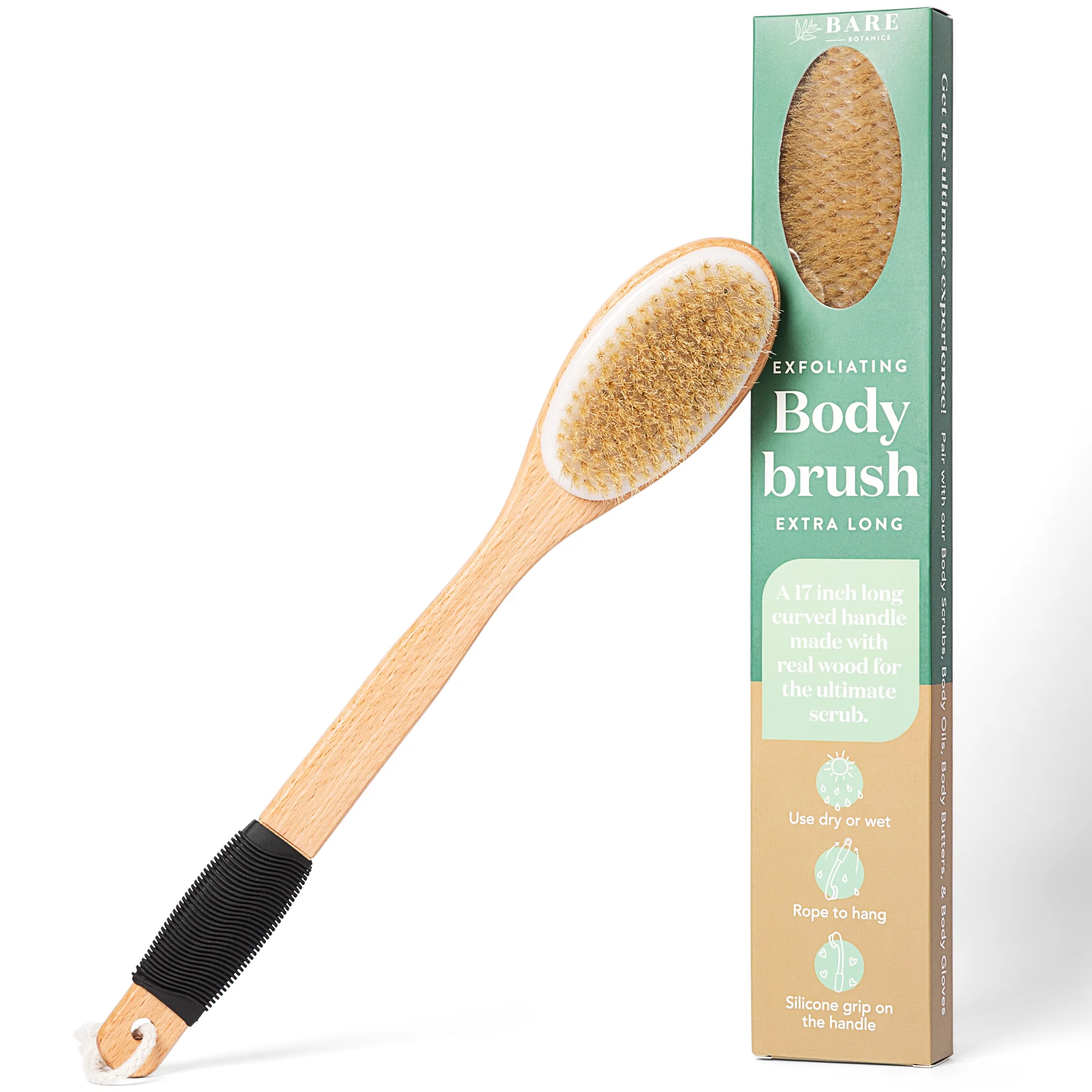 Extra-Long Handle Dry Body Brush – Back Exfoliating Brush