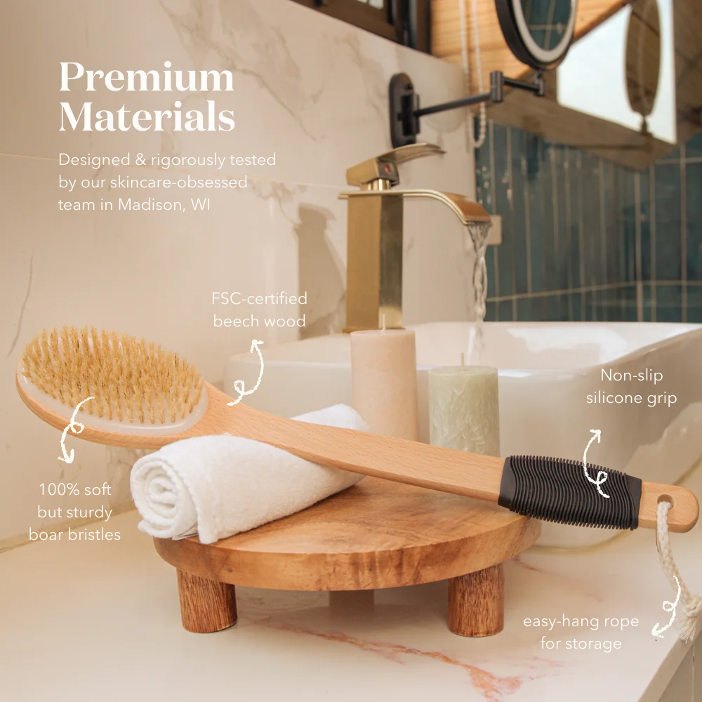 Extra-Long Handle Dry Body Brush – Back Exfoliating Brush