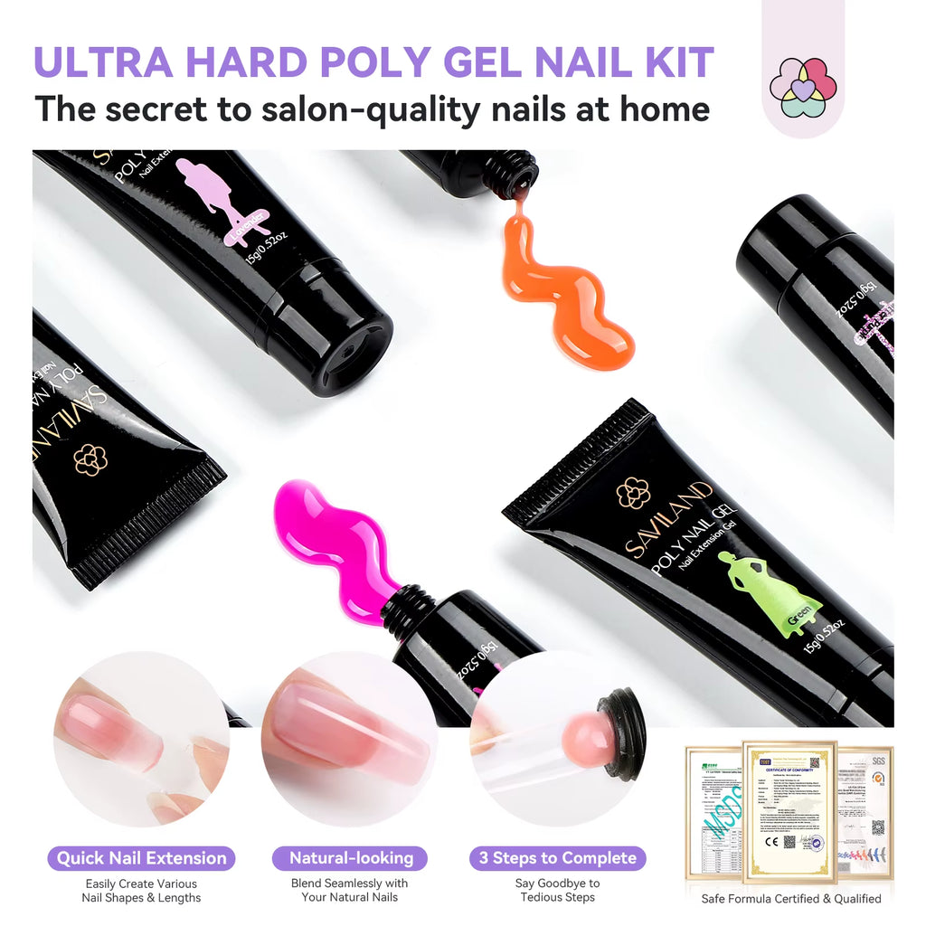 36-Color Poly Gel Nail Extension Kit with UV/LED Lamp