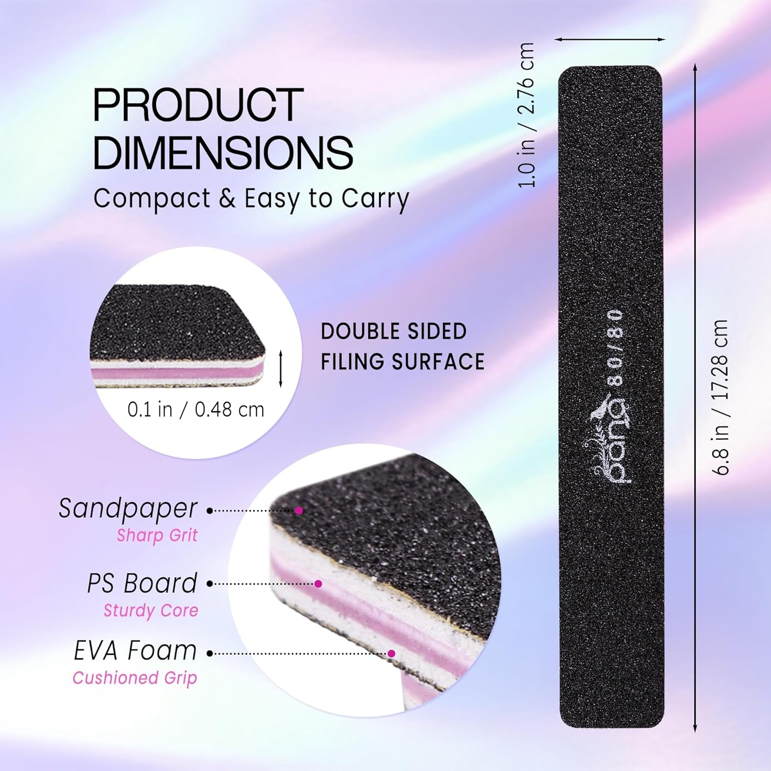 10Pcs - Double-Sided Nail File  (Grit 80/80)